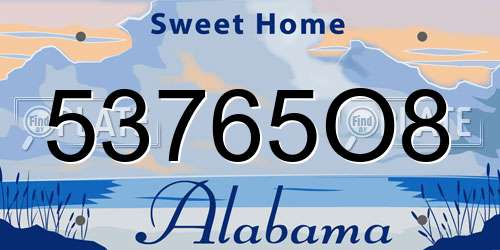 53765O8 Alabama License Plate