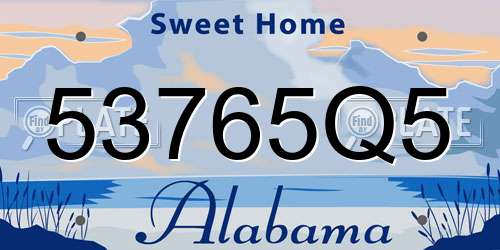 53765Q5 Alabama License Plate
