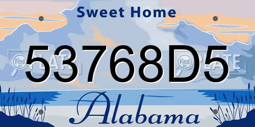 53768D5 Alabama License Plate