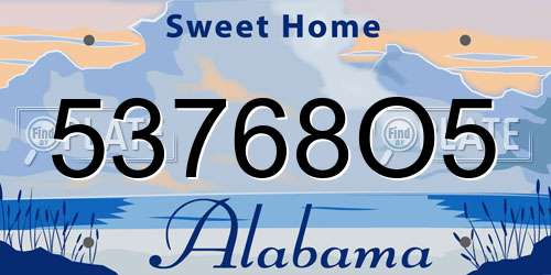 53768O5 Alabama License Plate