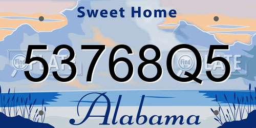53768Q5 Alabama License Plate