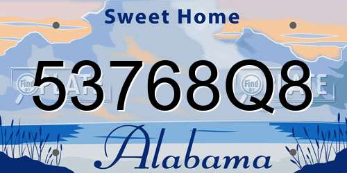 53768Q8 Alabama License Plate