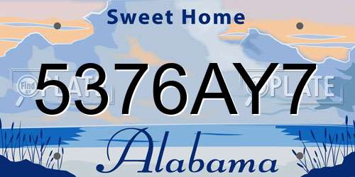 5376AY7 Alabama License Plate