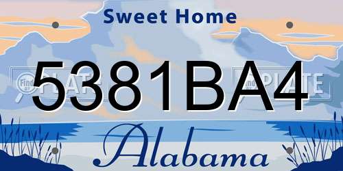 5381BA4 Alabama License Plate