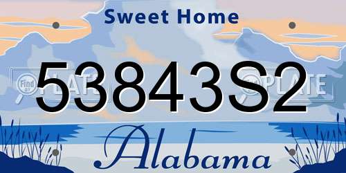 53843S2 Alabama License Plate