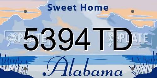 5394TD Alabama License Plate