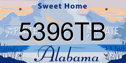 5396TB Alabama License Plate