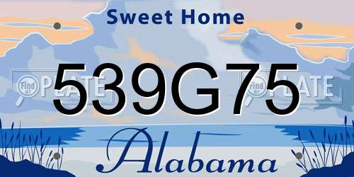 539G75 Alabama License Plate