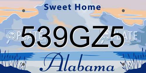 539GZ5 Alabama License Plate