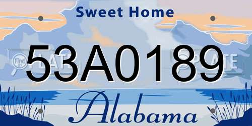 53A0189 Alabama License Plate