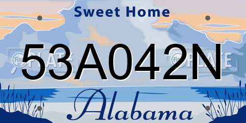 53A042N Alabama License Plate