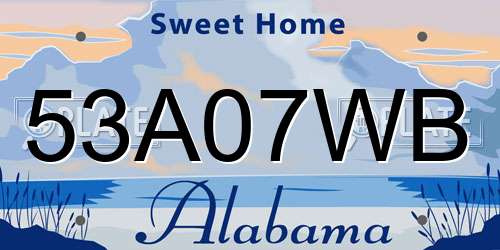 53A07WB Alabama License Plate