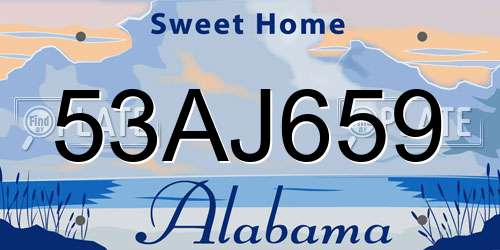 53AJ659 Alabama License Plate