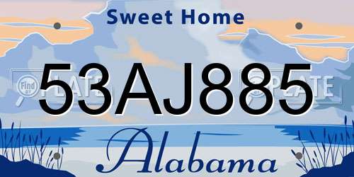 53AJ885 Alabama License Plate