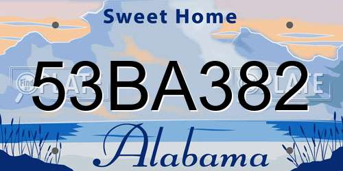 53BA382 Alabama License Plate