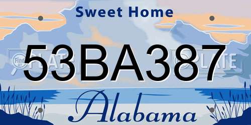 53BA387 Alabama License Plate