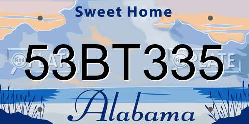 53BT335 Alabama License Plate