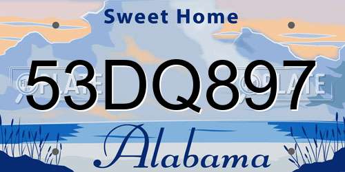 53DQ897 Alabama License Plate