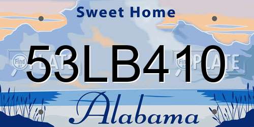 53LB410 Alabama License Plate