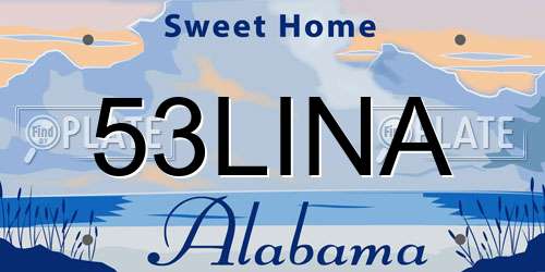 53LINA Alabama License Plate