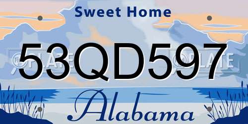 53QD597 Alabama License Plate
