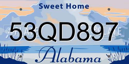 53QD897 Alabama License Plate