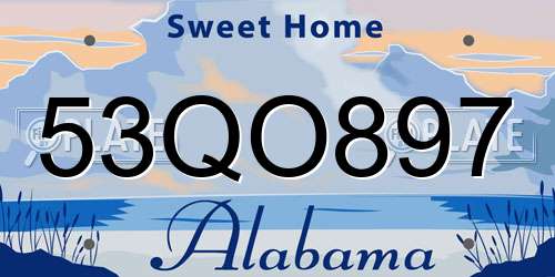 53QO897 Alabama License Plate
