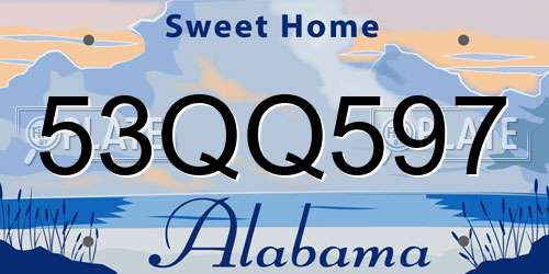 53QQ597 Alabama License Plate
