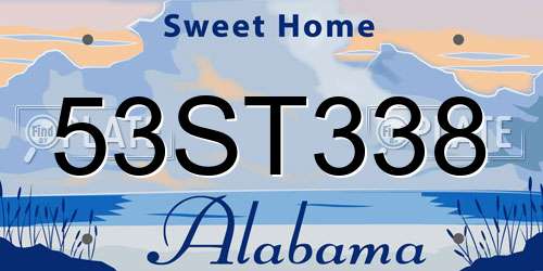 53ST338 Alabama License Plate