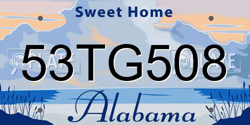 53TG508 Alabama License Plate