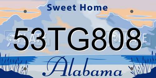 53TG808 Alabama License Plate