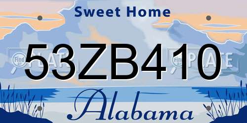53ZB410 Alabama License Plate