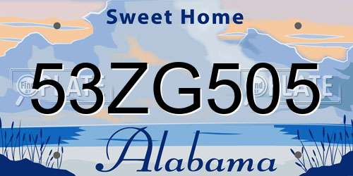 53ZG505 Alabama License Plate