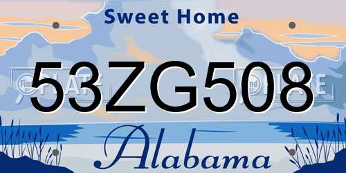53ZG508 Alabama License Plate