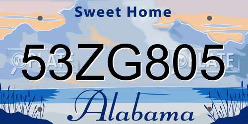 53ZG805 Alabama License Plate