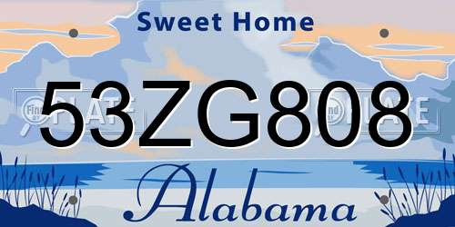 53ZG808 Alabama License Plate