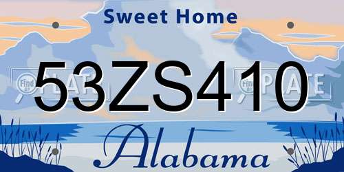 53ZS410 Alabama License Plate