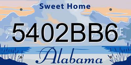 5402BB6 Alabama License Plate
