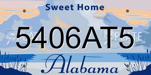 5406AT5 Alabama License Plate