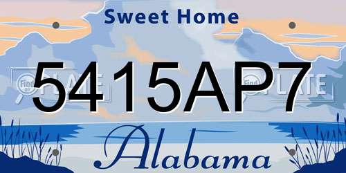 5415AP7 Alabama License Plate