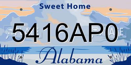 5416AP0 Alabama License Plate