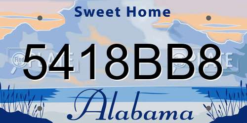 5418BB8 Alabama License Plate