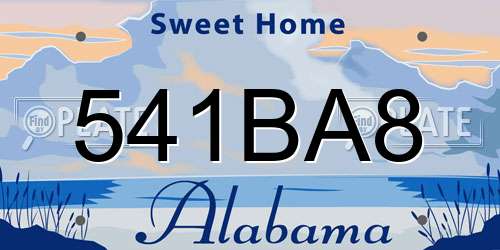 541BA8 Alabama License Plate