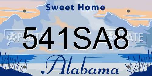 541SA8 Alabama License Plate