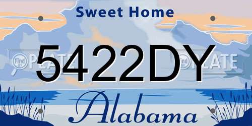 5422DY Alabama License Plate