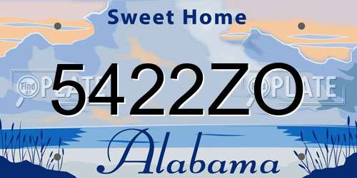 5422ZO Alabama License Plate