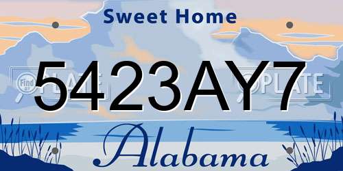 5423AY7 Alabama License Plate