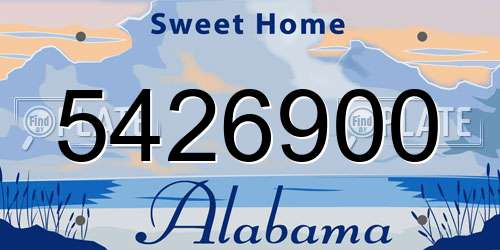 5426900 Alabama License Plate