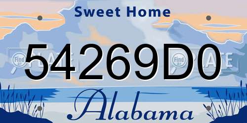 54269D0 Alabama License Plate