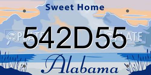 542D55 Alabama License Plate